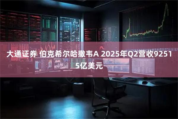 大通证券 伯克希尔哈撒韦A 2025年Q2营收92515亿美元